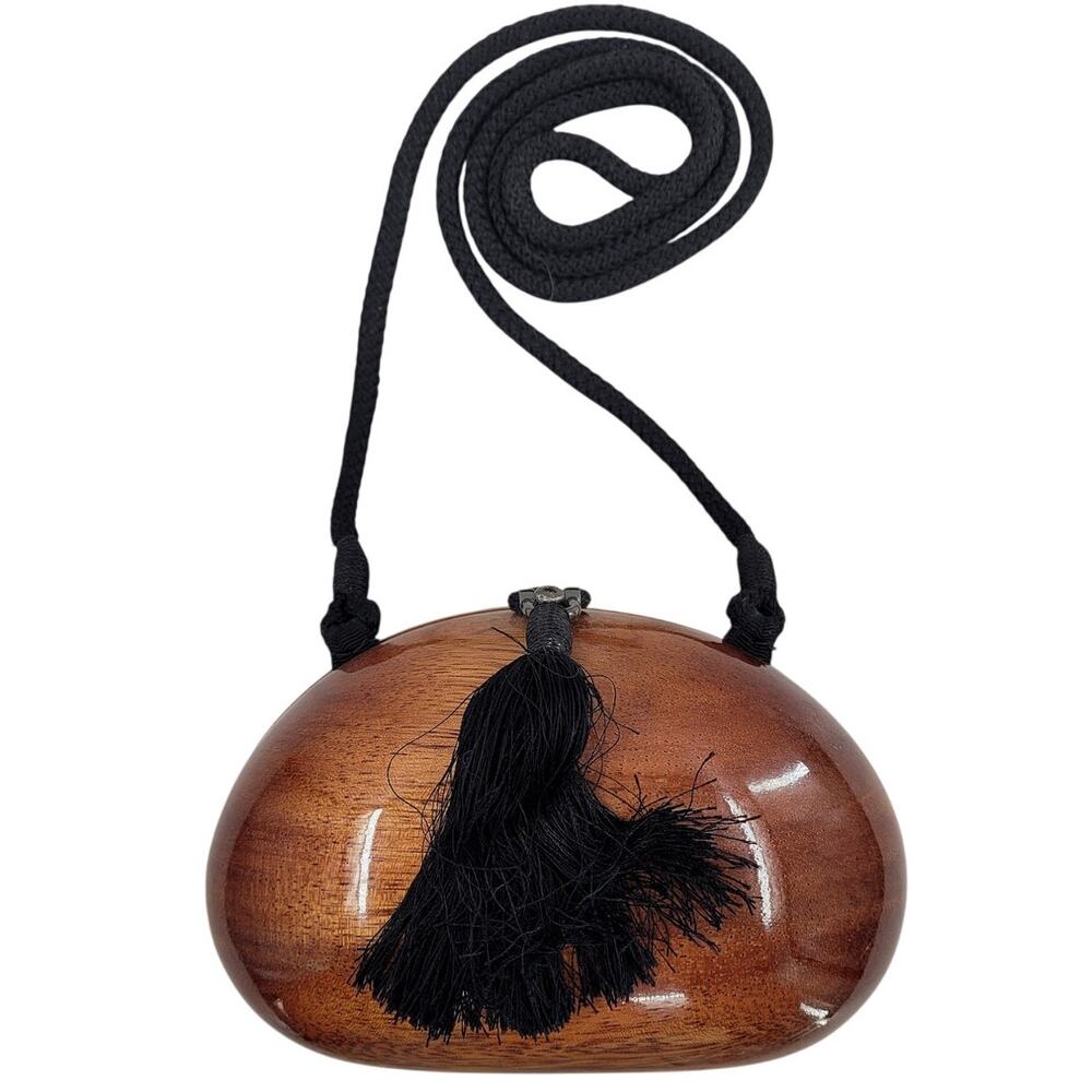 Vintage Timmy Woods Coconut Wood Mini Kawaii Crossbody Beverly Hills Bag